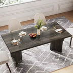 Table à manger Lantine de 63 pouces pour 4-6 personnes, table de cuisine rectangulaire de style rustique avec grand plateau