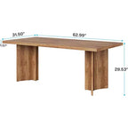 Table à manger Lantine de 63 pouces pour 4-6 personnes, table de cuisine rectangulaire de style rustique avec grand plateau
