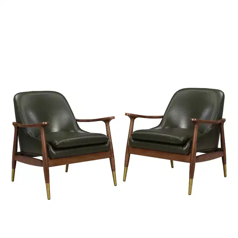 Christopher Knight Home Freja Chaise d'appoint moderne en similicuir et bois (lot de 2)