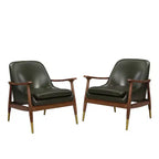 Christopher Knight Home Freja Chaise d'appoint moderne en similicuir et bois (lot de 2)