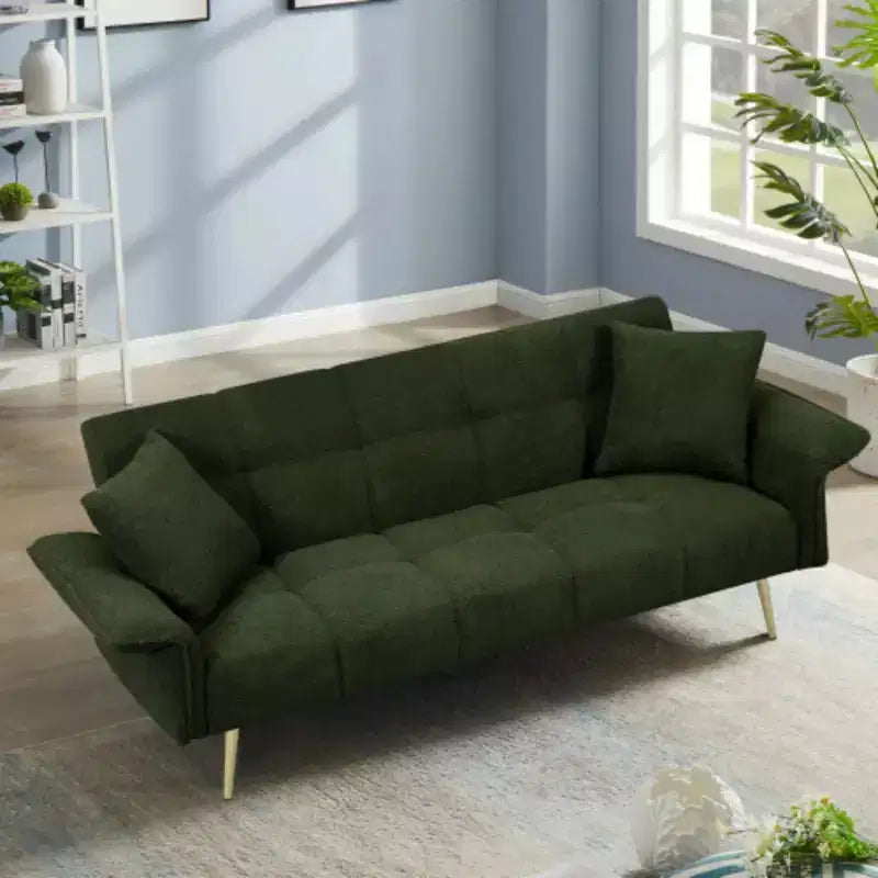 Canapé moderne Love Sofa : Futon en tissu Teddy 70 avec accoudoirs réglables, lit convertible