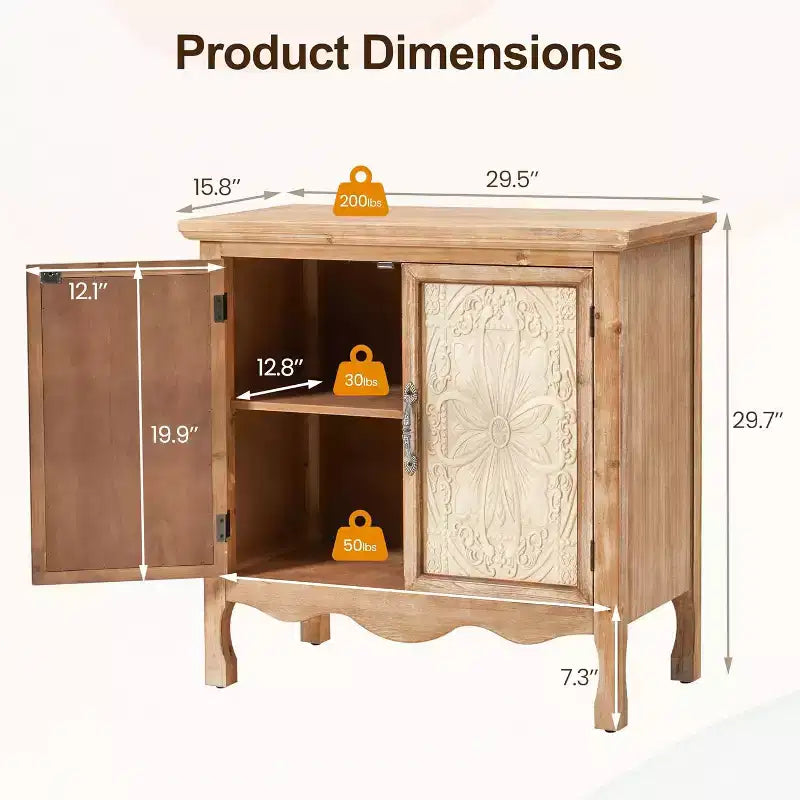 Meuble de Rangement 2 Portes Heynemo, Buffet d'Appoint, Bahut de Cuisine, Meuble de Rangement en Bois pour Salon