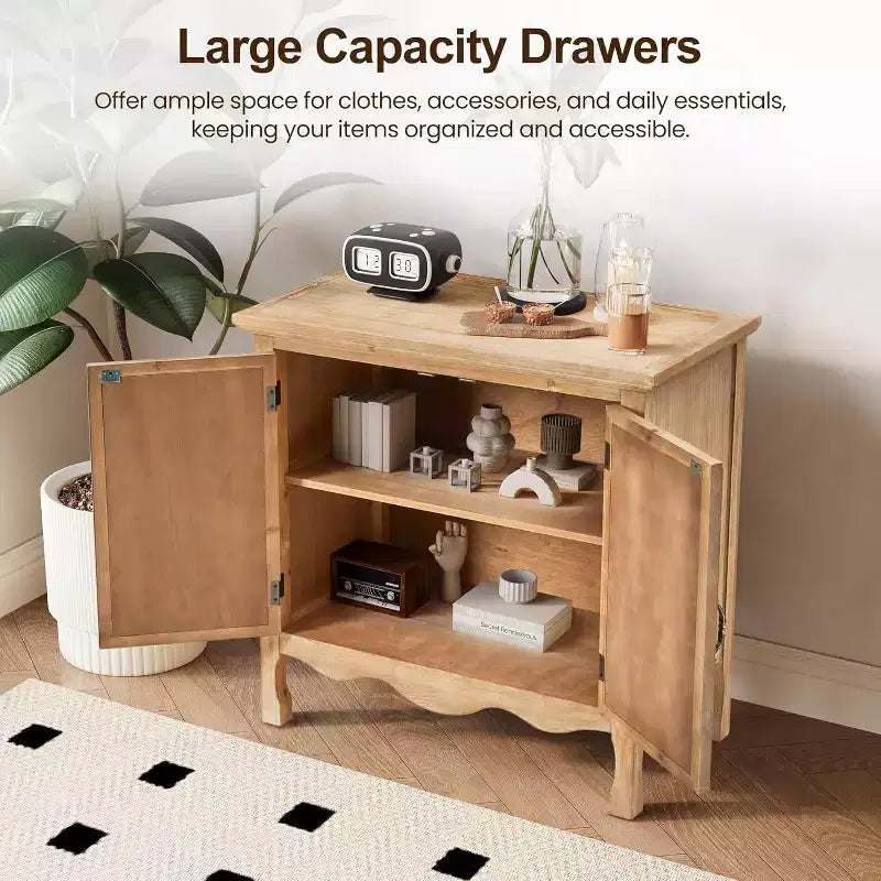 Meuble de Rangement 2 Portes Heynemo, Buffet d'Appoint, Bahut de Cuisine, Meuble de Rangement en Bois pour Salon