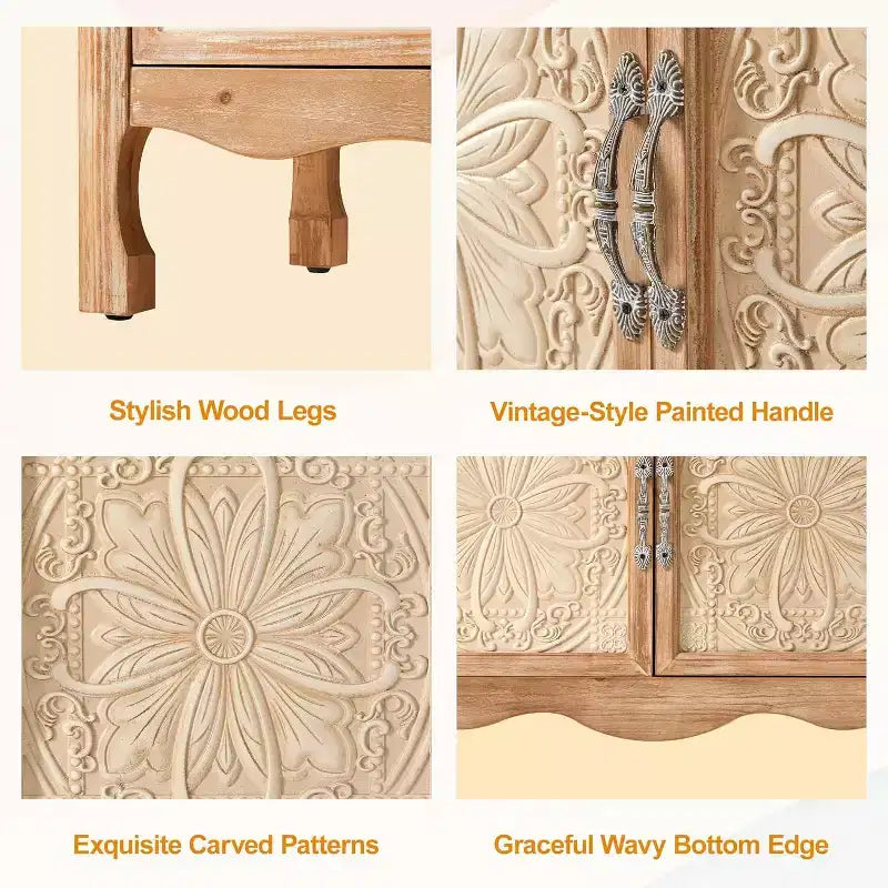 Meuble de Rangement 2 Portes Heynemo, Buffet d'Appoint, Bahut de Cuisine, Meuble de Rangement en Bois pour Salon