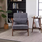 Fauteuil rembourré en bois massif Sigrid de style moderne du milieu du siècle avec coussin de GDFStudio