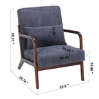 Fauteuil rembourré en bois massif Sigrid de style moderne du milieu du siècle avec coussin de GDFStudio