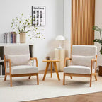 Fauteuil rembourré en bois massif Sigrid de style moderne du milieu du siècle avec coussin de GDFStudio