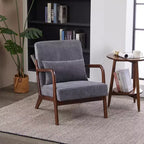 Fauteuil rembourré en bois massif Sigrid de style moderne du milieu du siècle avec coussin de GDFStudio