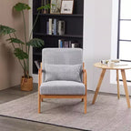 Fauteuil rembourré en bois massif Sigrid de style moderne du milieu du siècle avec coussin de GDFStudio