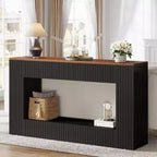 Console moderne Lantine, table d'entrée en bois de 55 pouces avec rangement, table de canapé étroite et longue