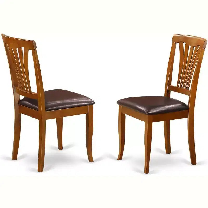 HomeStock Chaises de salle à manger, lot de 2, dossier à lattes, finition cerisier et crème anglaise