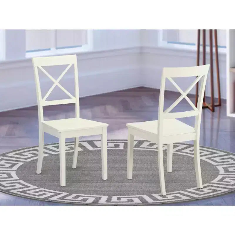 HomeStock Chaises de salle à manger à dossier croisé en bois massif, lot de 2