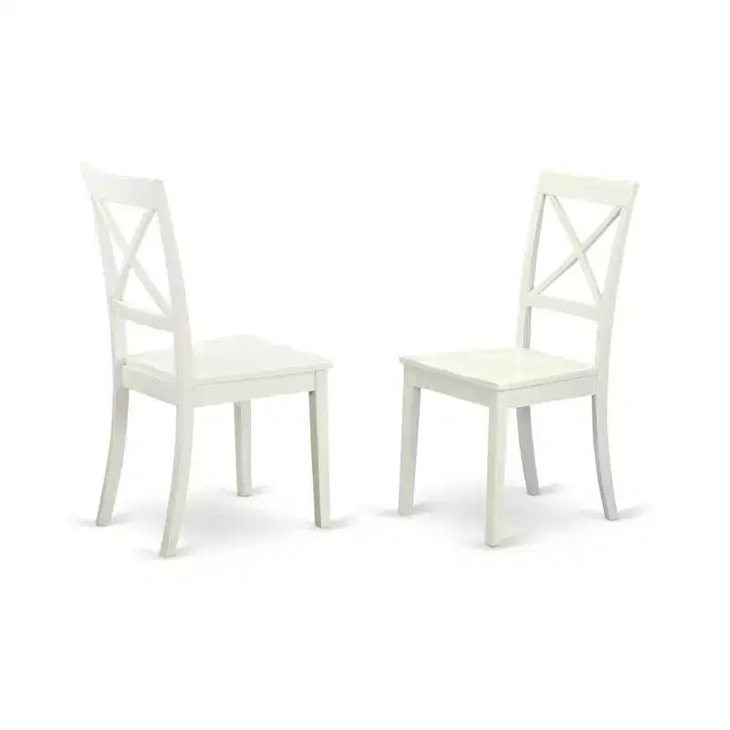 HomeStock Chaises de salle à manger à dossier croisé en bois massif, lot de 2