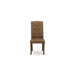 HomeStock Elsa Chaises Parson capitonnées avec clous décoratifs, lin marron, lot de 2 chaises de salle à manger Jacobean