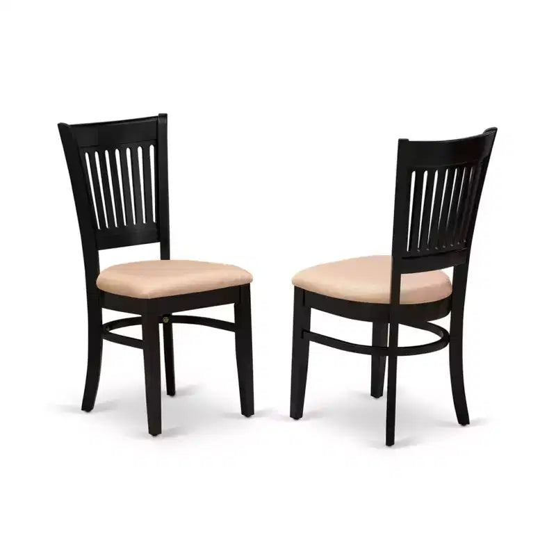 HomeStock Chaises de salle à manger africaines 2 pièces – Assise en tissu lin et dossier à lattes