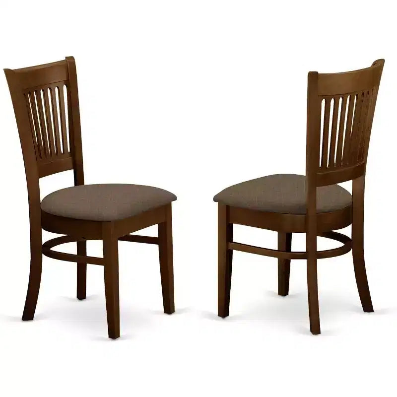 HomeStock Chaises de salle à manger africaines 2 pièces – Assise en tissu lin et dossier à lattes