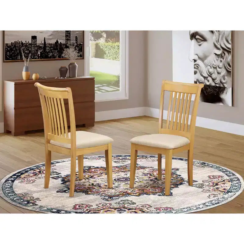 HomeStock Chaise de salle à manger rustique avec dossier à lattes et assise rembourrée - Lot de 2