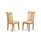 HomeStock Chaise de salle à manger rustique avec dossier à lattes et assise rembourrée - Lot de 2