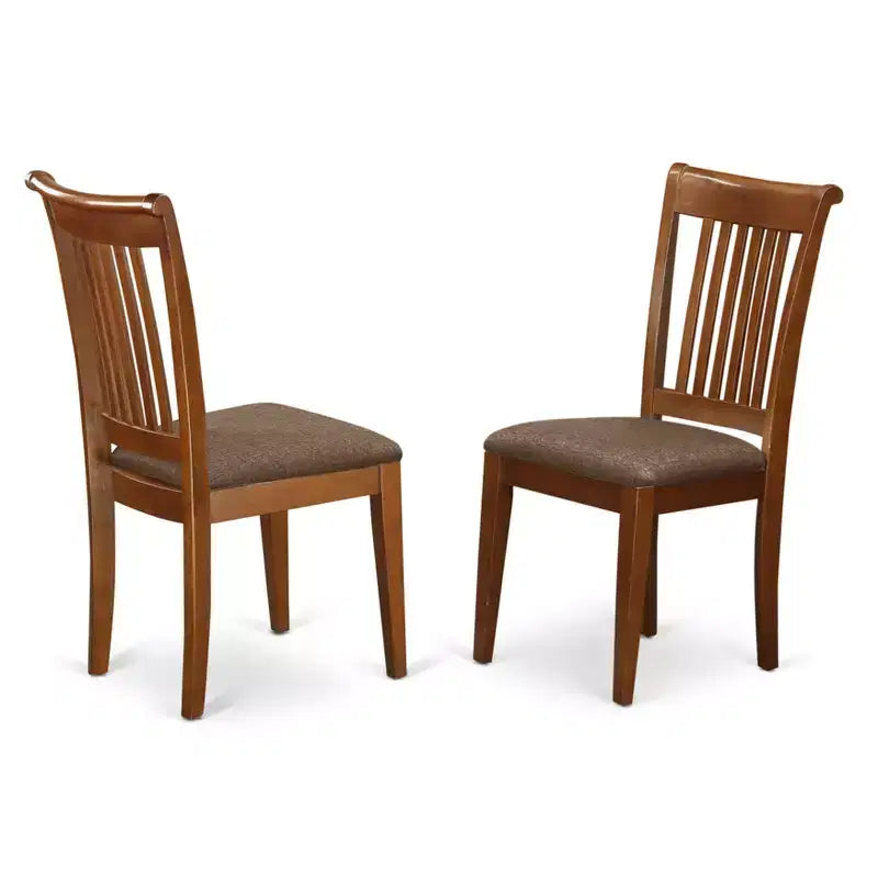 HomeStock Chaise de salle à manger rustique avec dossier à lattes et assise rembourrée - Lot de 2