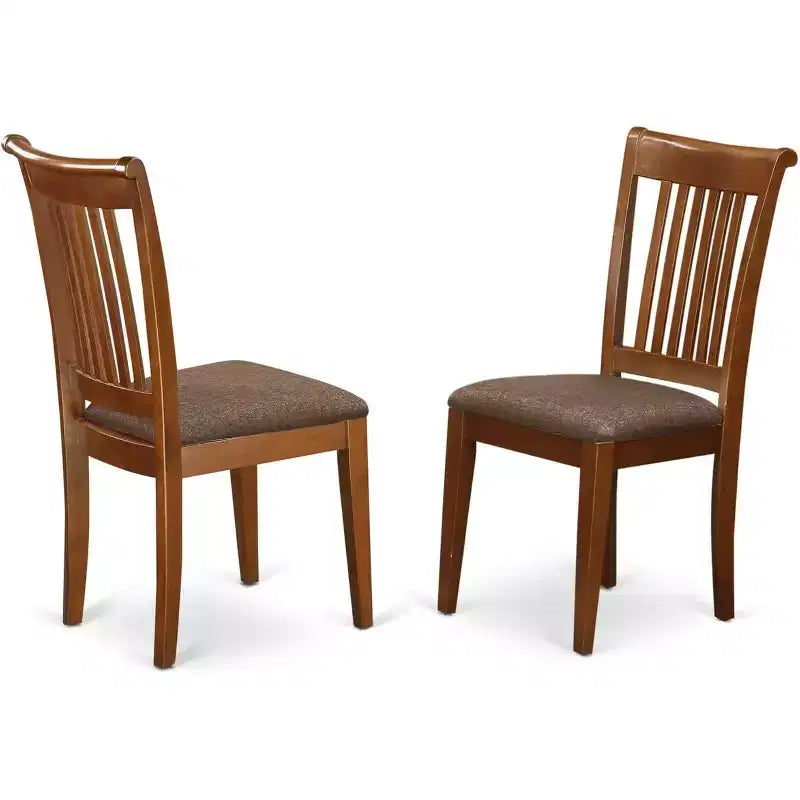 HomeStock Chaise de salle à manger rustique avec dossier à lattes et assise rembourrée - Lot de 2