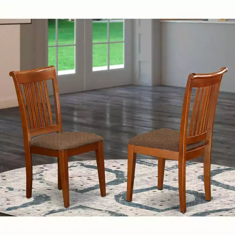 HomeStock Chaise de salle à manger rustique avec dossier à lattes et assise rembourrée - Lot de 2