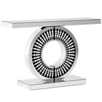 Lantine Modern Mirrored Console Table, 43-Inch Glass Sofa Table with Sparkling Crystal Inlays Base for Entrance, Living Room, Hallway
