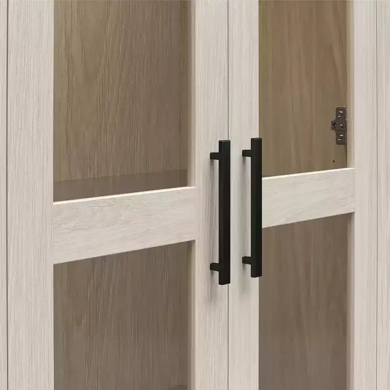 Meuble de collection Ameriwood Home Sherman avec portes vitrées et tiroir de rangement, Chêne blanc