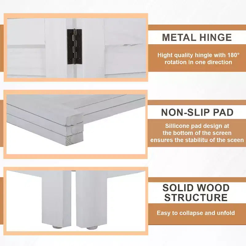 BestMassage Paravent pliable en bois à 3/4/6 panneaux, 1,75 m de hauteur, couleur blanc