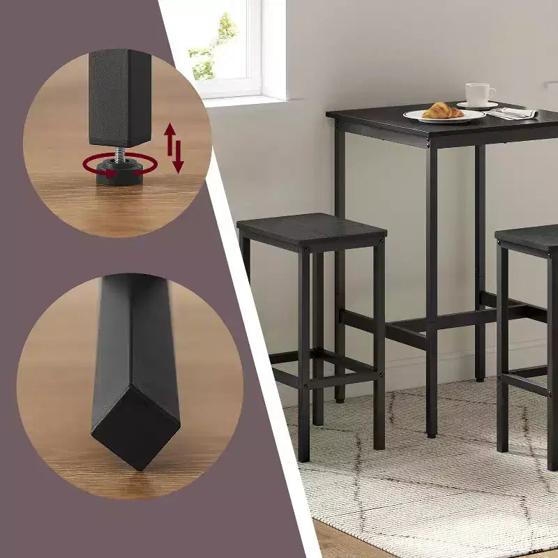 Table de bar avec tabourets, ensemble table et chaises de pub, petite table à manger pour 2 personnes, table hauteur comptoir, table haute, table et chaises hauteur bar, table à manger.