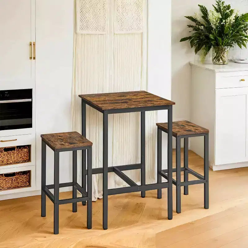 Table de bar avec tabourets, ensemble table et chaises de pub, petite table à manger pour 2 personnes, table hauteur comptoir, table haute, table et chaises hauteur bar, table à manger.