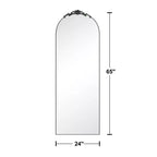 Miroir de plain-pied à arche : Élégance classique, cadre en bois