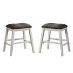 Simple Relax Set of 2 Upholstered Counter Height Stools in Off-White and Dark Gray