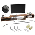 Floating TV Stand for TVs up to 60 Rustic Brown - Hausource:Media Console Shelf with Power Outlet