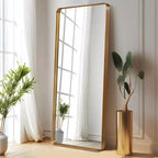 Modern Full Body Mirror: Aluminum, Rounded Rectangle, 162 x 53cm