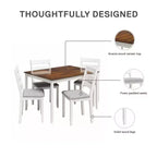 DHP Reila Table de salle à manger 5 pièces en bois, blanc/noyer