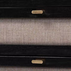 Ensemble de chambre à coucher 4 pièces Florica Art déco noir en bois pour grand lit avec deux tables de chevet de Baxton Studio