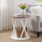 The Lakeside Collection Round Two Tone Rustic Style Accent Table 19 Dia x 21.5H -