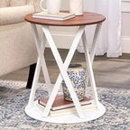 Table d'appoint de style rustique bicolore Lakeside Collection de 48,26 cm de diamètre x 54,61 cm de hauteur -