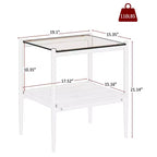 MAYEERTY Lot de 2 tables d'appoint rectangulaires avec plateau en verre trempé, pour salon, verre marron