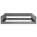 Lit de repos rembourré en velours taille Twin XL/Full XL avec poches de rangement latérales - ModernLuxe