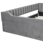 Lit de repos rembourré en velours taille Twin XL/Full XL avec poches de rangement latérales - ModernLuxe