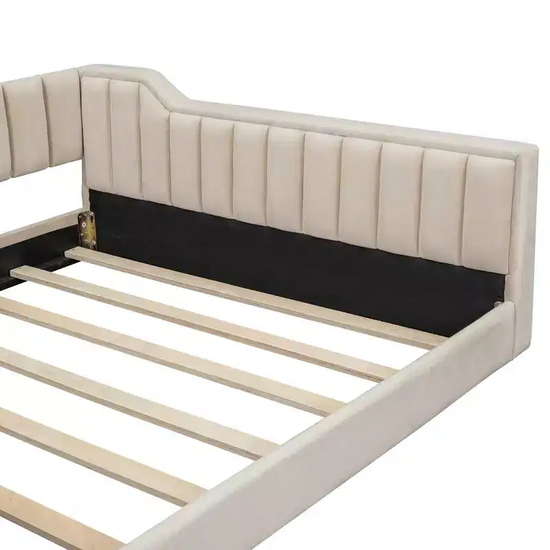 Lit de repos rembourré en velours taille Twin XL/Full XL avec poches de rangement latérales - ModernLuxe