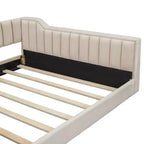 Lit de repos rembourré en velours taille Twin XL/Full XL avec poches de rangement latérales - ModernLuxe