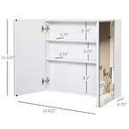 Armoire de toilette avec miroir, armoire à pharmacie à cadre en acier 24x22, organisateur de rangement mural avec portes doubles