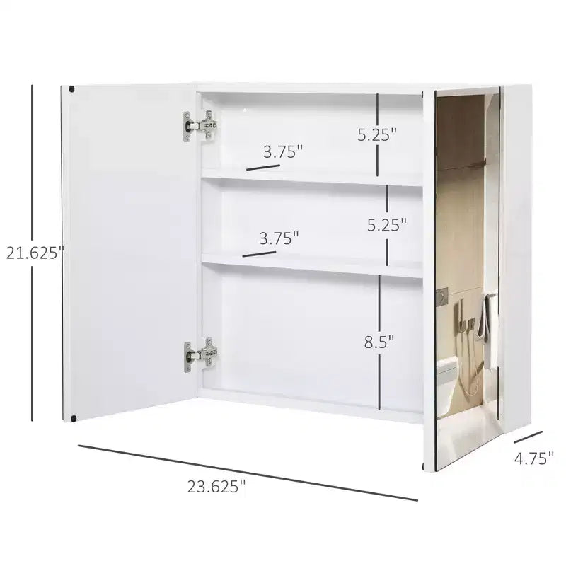 Armoire de toilette avec miroir, armoire à pharmacie à cadre en acier 24x22, organisateur de rangement mural avec portes doubles
