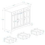 Buffet de style campagnard : 3 portes, 3 tiroirs, parfait pour la salle à manger