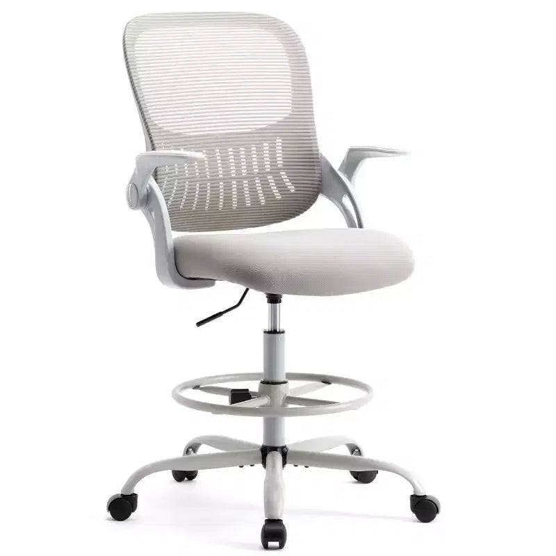Tall Office Chair for Standing Desk Use, Features Adjustable Foot Ring, Counter Height