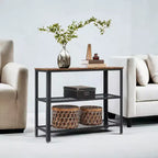 Console industrielle 40", table d'entrée à 3 niveaux avec étagère de rangement, table de canapé étroite pour salon, couloir, entrée, chambre