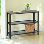 Console industrielle 40", table d'entrée à 3 niveaux avec étagère de rangement, table de canapé étroite pour salon, couloir, entrée, chambre