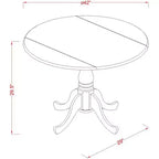HomeStock Table de cuisine pliante ronde avec 4 chaises